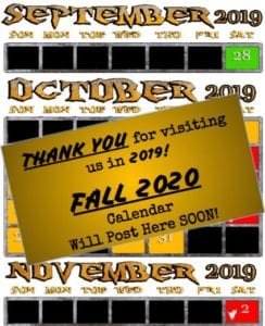 Haunted house open nights calendar